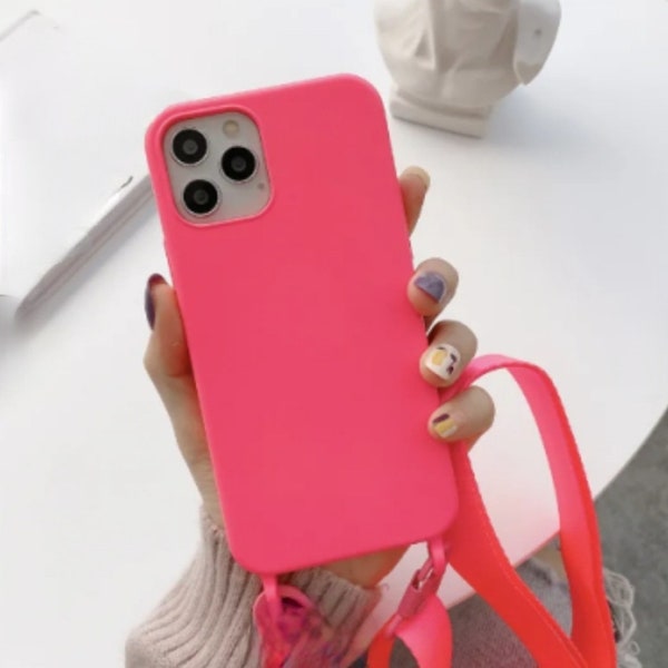 Neon Pink Phone Case with Lanyard Crossbody Strap Christmas Stocking Filler