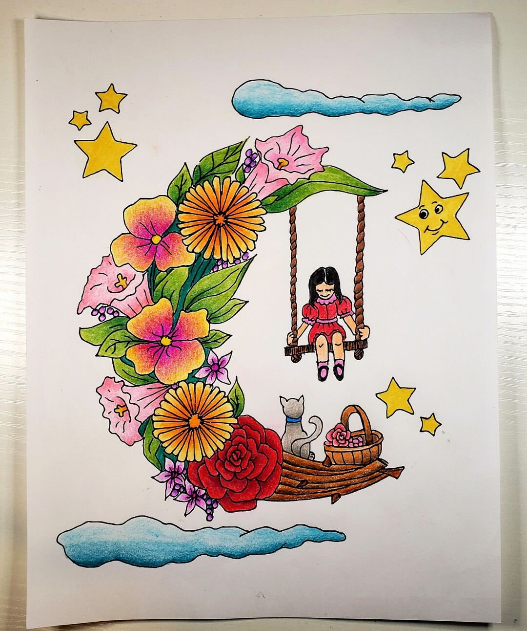 Moon Dreams Adult Coloring Pages - Etsy