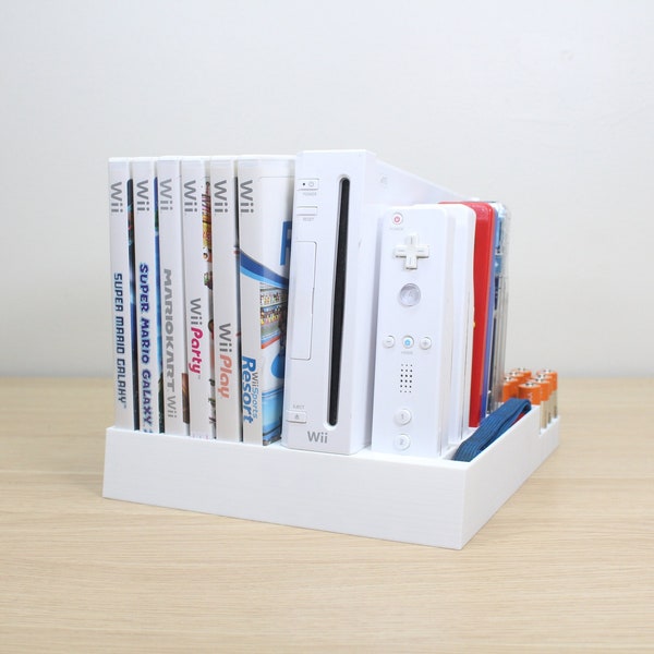 Nintendo Wii Console Display Stand; Wii Controller Holder; AA Battery Holder; Wii Game Storage (No Video Games or Consoles Included)