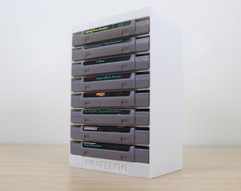 SNES Game Cartridge Vertical Storage Box - Organize 8 Super Nintendo Titles