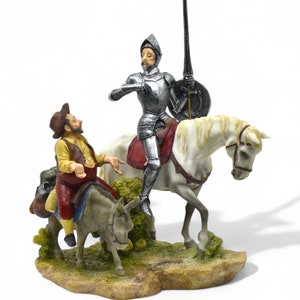 Handmade Don Quixote and Sancho Panza Resin Statue: Spanish Literature Decor