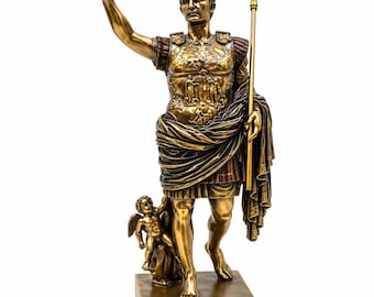 Kaiser Augustus Statue, antike römische Führer Skulptur, klassische Geschichtskunst, Büro Geschenk