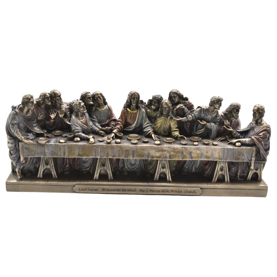 Last Supper Sculpture: Leonardo Da Vinci Cold Cast Bronze Statue (14.25 ...