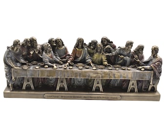 Last Supper Sculpture: Leonardo da Vinci Cold Cast Bronze Statue (14.25 inch)