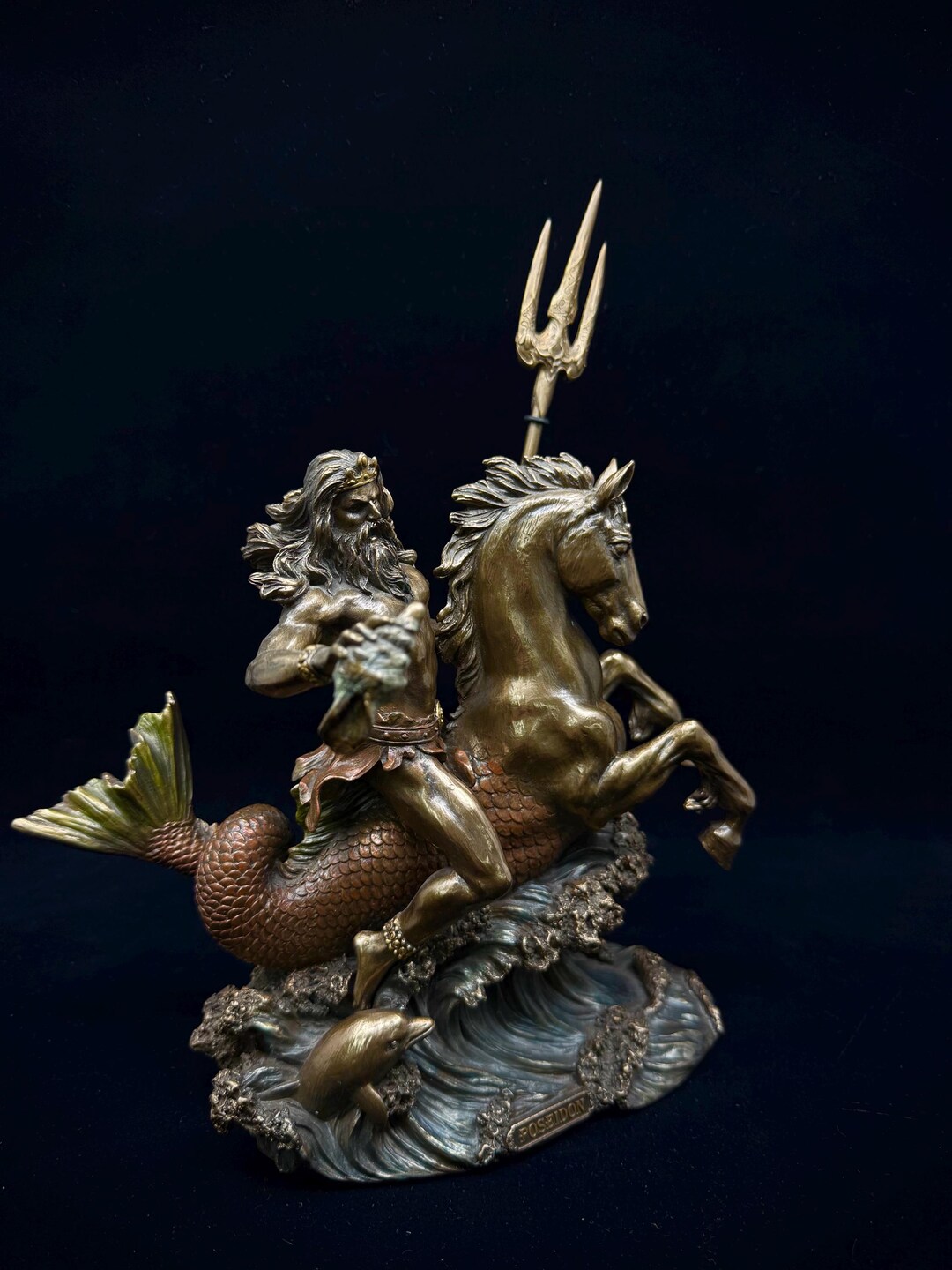 Poseidon Statue: Greek God of the Sea, Bronze Finish Resin Sculpture ...