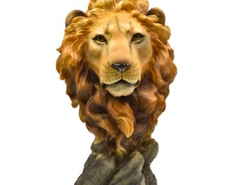 Lion Head Bust-Vintage Cold Cast Resin Animal Statue
