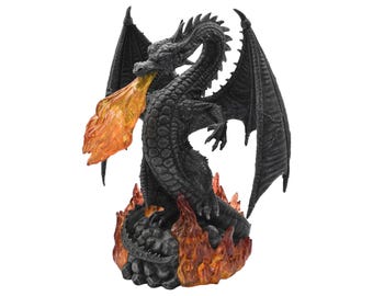 Fire-Breathing Dragon Statue: Polystone Figurine (8.75 in)