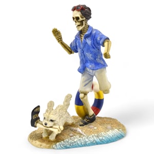 Beach Boy Skeleton Statue: Vintage Cold Cast Resin Figurine