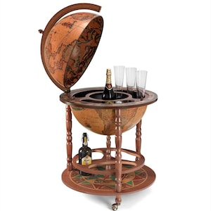 Zoffoli Calipso Globe Bar Cabinet – 50 cm Vintage Italian Drinks Cabinet z mapą z XVI wieku – ręcznie robiony wystrój domowego baru
