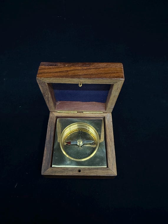 Boussole Laiton Nautique Vintage – Reproduction Militaire Marine, Faite Main Inde