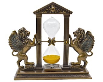 Winged Lion Hourglass Statue, Venetian Lion of Saint Mark Sand Timer, Gothic Decor