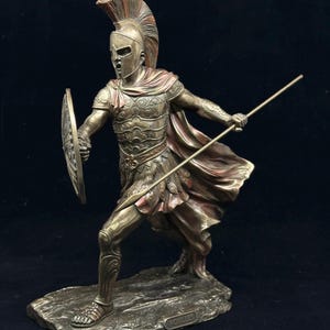 Statua dell'eroe greco Achille - Decorazione in bronzo della guerra di Troia / Decorazione mitologica per ufficio o biblioteca / Oggetto da collezione dell'antico guerriero