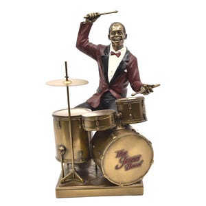 Drummer Statue | Vintage Jazz Musician Figurine with Drum Set | Perfect Gift for Drummers, Jazz Enthusiasts, and Music Lovers