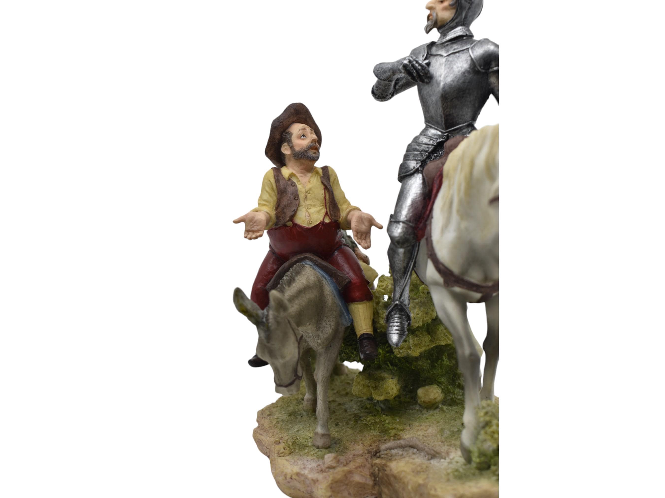 Don Quixote Statue with Sancho Panza, Medieval Knight Figurine
