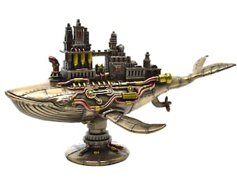 Steampunk galactische walvis standbeeld mechanisch oceaan fantasie decor sculptuur cadeau