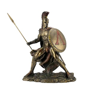 Sparta King Leonidas Statue – Cold Cast Bronze Spartan Warrior Decor | Ancient Greece Office or Home Accent | History Collector’s Gift