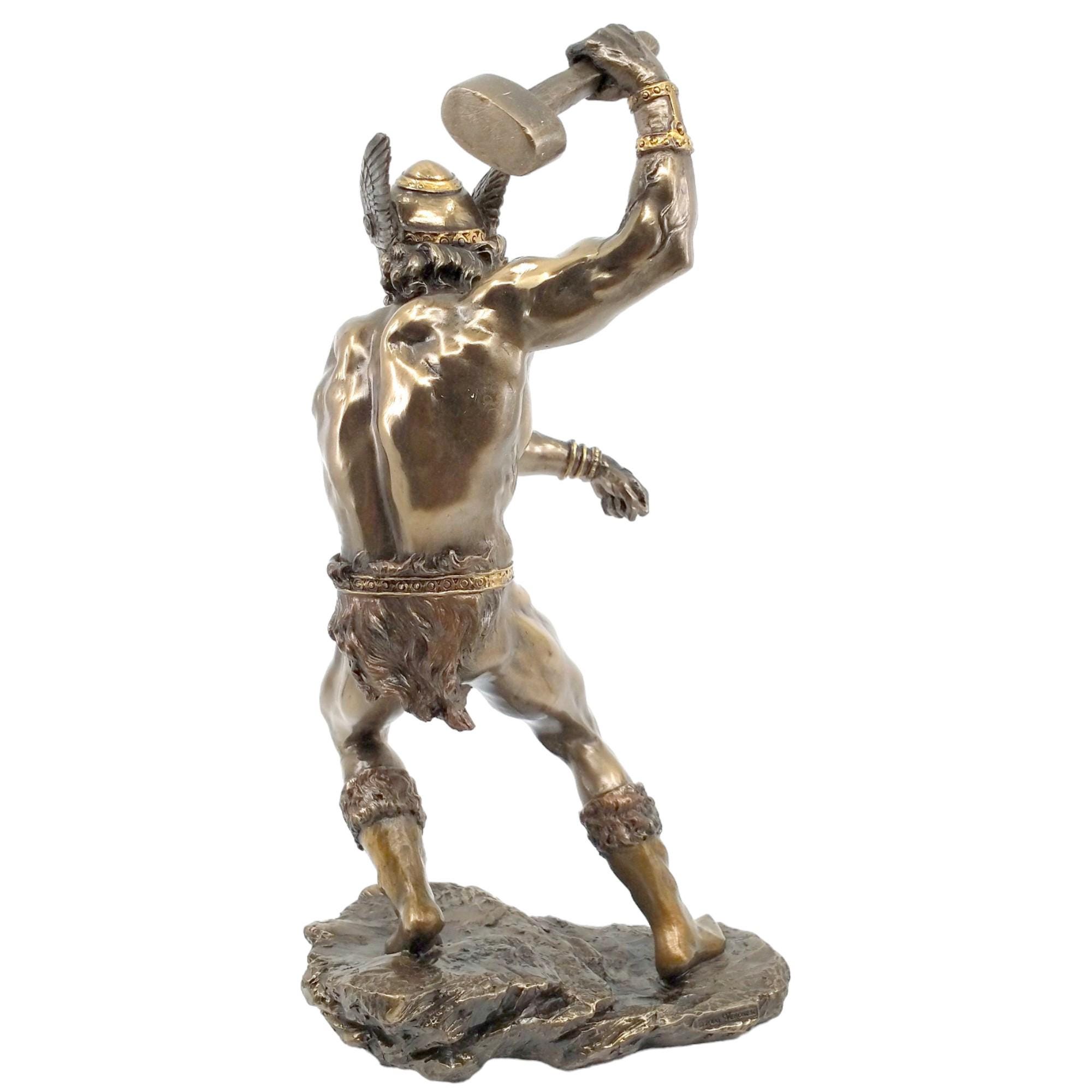 Norse God Thor Statue With Hammer - Cold Cast Bronze Resin (10.5 Inch ...