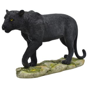 Handpainted Black Panther Statue: Vintage Resin Animal Figurine