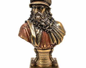 Leonardo da Vinci Bust Statue, Renaissance Genius Artist Sculpture, Italian History Art Decor