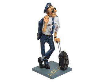 Guillermo Forchino "The Pilot" Figurine- Handmade Cold Cast Resin Aviation Sculpture