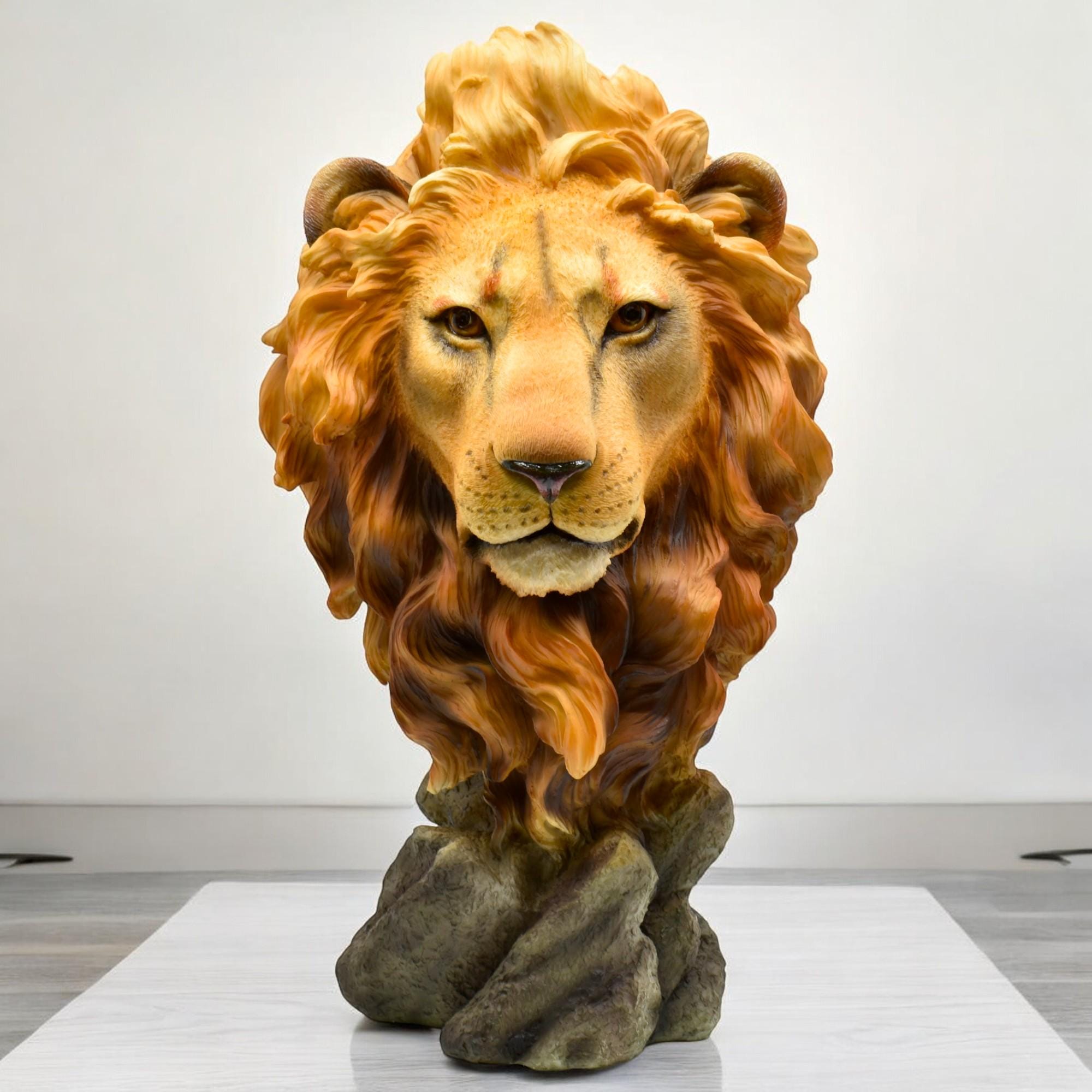Handpainted Lion Head Bust: Vintage Resin Animal Statue - Etsy