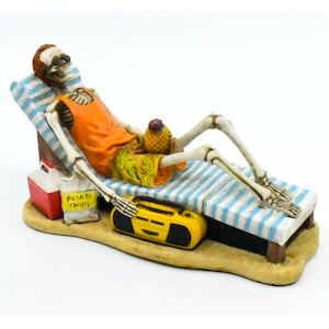 Vintage Skeleton Figurine: Summermaker Cold Cast Resin Beach Decor