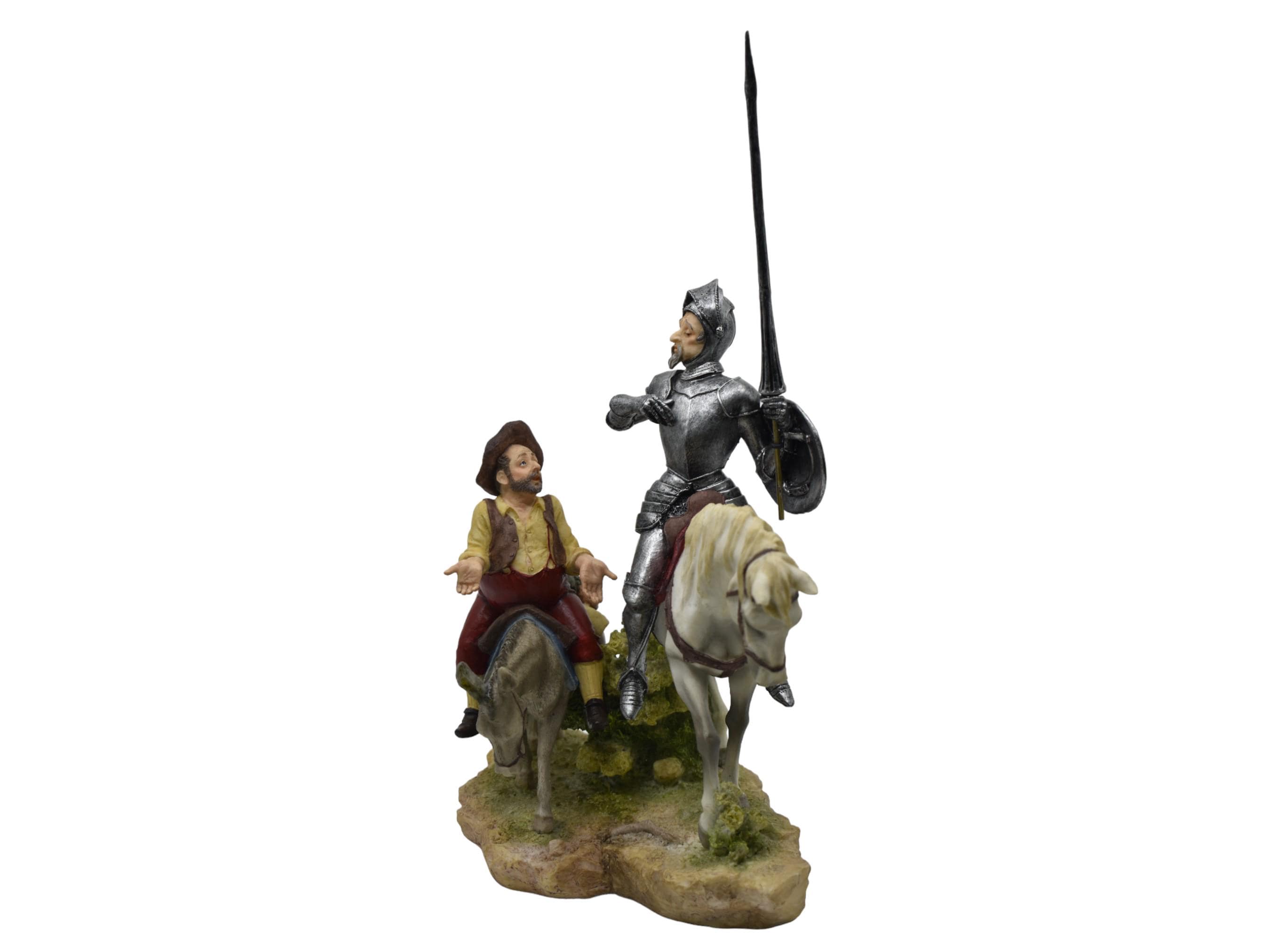 Don Quixote Statue with Sancho Panza, Medieval Knight Figurine