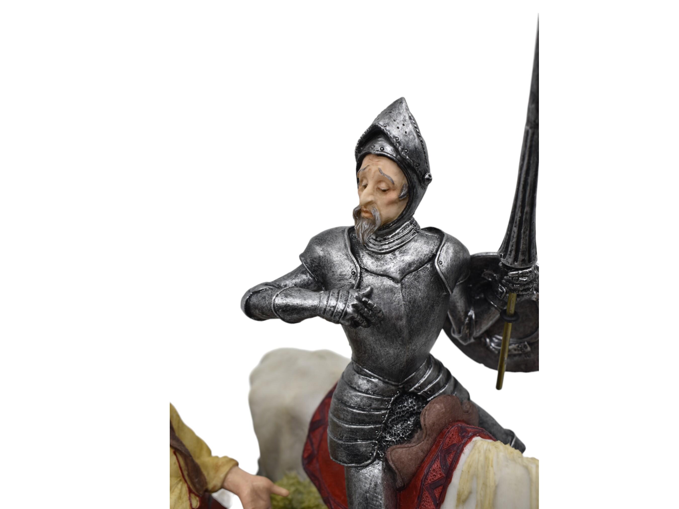 2451❣️ ドン・キホーテ　騎士　オブジェ Don Quixote Statue with Sancho Panza, Medieval Knight Figurine