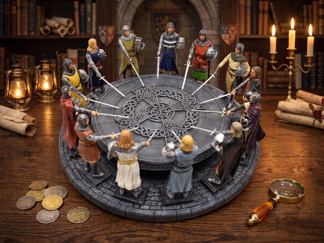 King Arthur and Twelve Knights Round Table Medieval Figurine Set