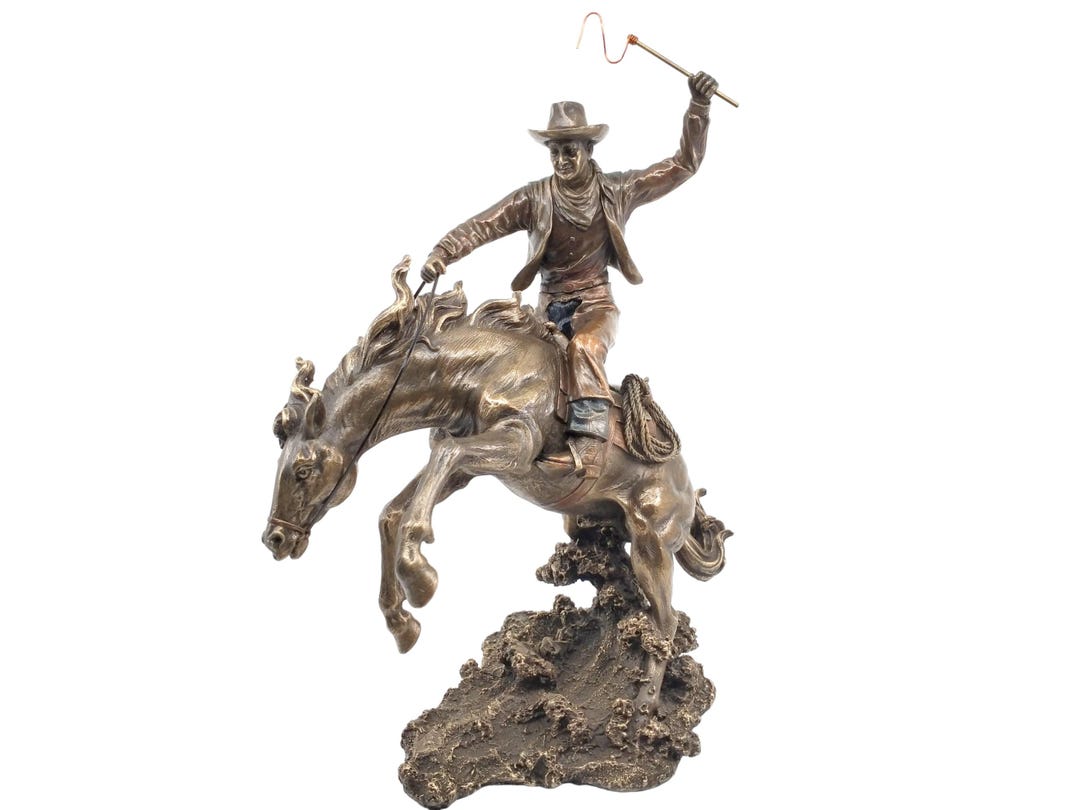 Rodeo Cowboy Statue: Cold Cast Bronze Horse and Rider Sculpture - Etsy