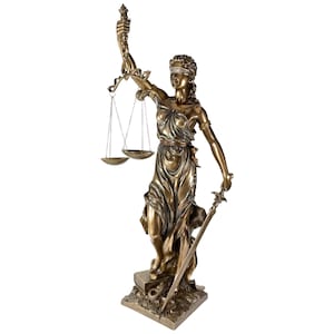 Lady Justice Statue - Themis Goddess of Justice Sculpture - Bronze Effect Decor - Lawyer Office Gift - Courtroom Decoration