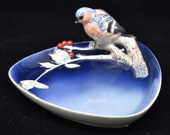 Dekorativer Teller mit Vogelfigur - Vintage-Stil-Keramik-Teller mit Bluebird-Design