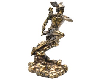 Hermes Statue, Cold Cast Bronze Greek God Decor (8.75 in)