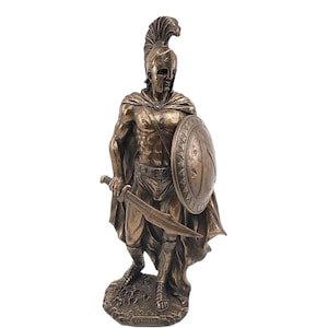 Sparta Leonidas Bronze Statue – Greek Warrior Decor | Ancient History Office or Library Accent | Spartan Hero Collectible