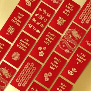 2024 Chinese New Year Red Envelopes Set 12 pcs Draw Lots Lucky Money Packets