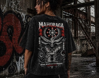 Jujutsu Kaisen Mahoraga Snow Washed Oversized Graphic Tee