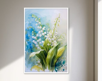 Digital File: Lily of the valley 2, Wall Art, Bedroom Decor, Flower Decor, Living Room Wall Art