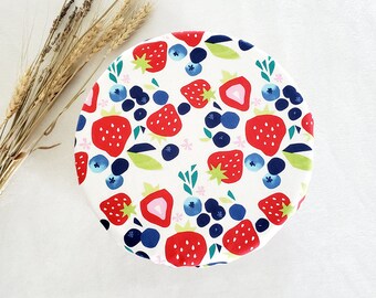 Large Bowl Cover With Berries / Sourdough Proofing Basket Bonnet / Kitchenaid Bowl Cover / Food Storage / Sourdough Making