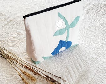 Upcycled Quilted Makeup Bag Made From 1950s Tablecloths / Upcycled Fashion / Repurposed Vintage / Fruit / One Of A Kind / Hand Stitched
