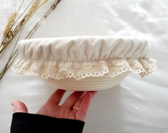 Muslin & Lace Large Bowl Cover / Sourdough Proofing Basket Bonnet / Kitchenaid Bowl Cover / Food Storage / Sourdough Making