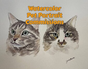 Watercolor Pet Portrait By Commission, Original and Customizable, Ideal as a Gift