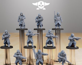 GrimGuard Infantry Builder - Set of 10 | Station Forge | Sci-fi | Wargame Proxy Miniatures | Tabletop RPG Mini|GrimDark
