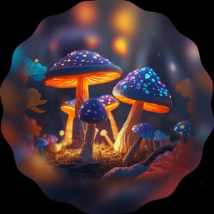 Black Neon Purple Speckled Mushrooms Wind Spinner