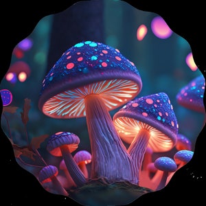 Schwarzer Neon irisierender Pilze Windspiel