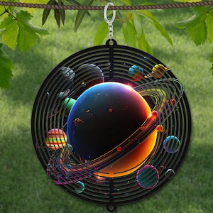 Black Neon Solar System Wind Spinner - Etsy