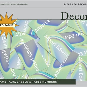 EDITIERBARE Coole Frühling Holographische Namensschilder, Etiketten, Namensschilder & Tischnummern Back to School Bulletin Board | Classroom Theme, Beschriftungen für Einkaufswagen