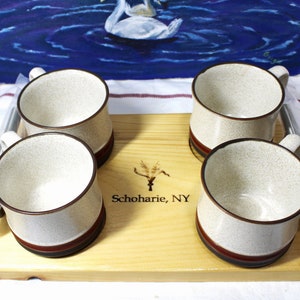 Amazing Personalized Drink Flight Server!  Whether 4 coffees, wines, or champagne, this hand-crafted pine flight delivers, no pun intended!