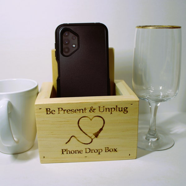 NEW! Unplug Cell Phone Drop Box - Great for the dinner table or night stand. Holds up to 4 phones vertically! Handcrafted in the USA!