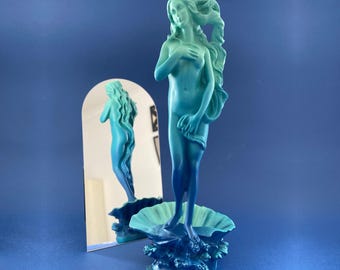 Estatua del Nacimiento de Venus Azul de Oslo: Escultura de yeso pintada a mano (28 cm)