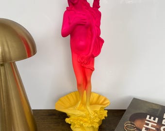 Estatuilla de resina del Nacimiento de Venus en color naranja Cali - Arte inspirado en Botticelli - 28 cm